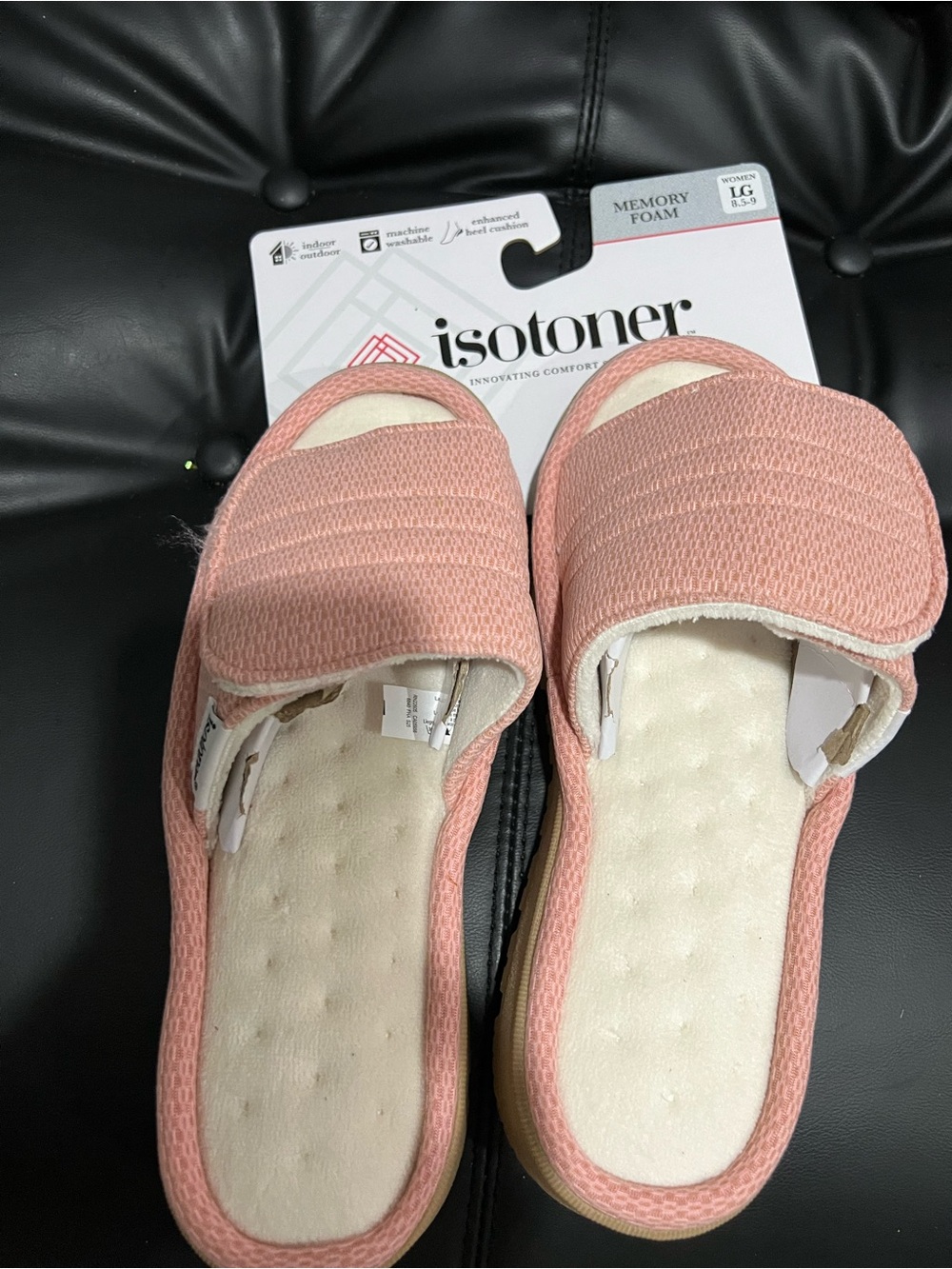 isotoner Women’s Blush Pink Open-Toe Slide Slippers